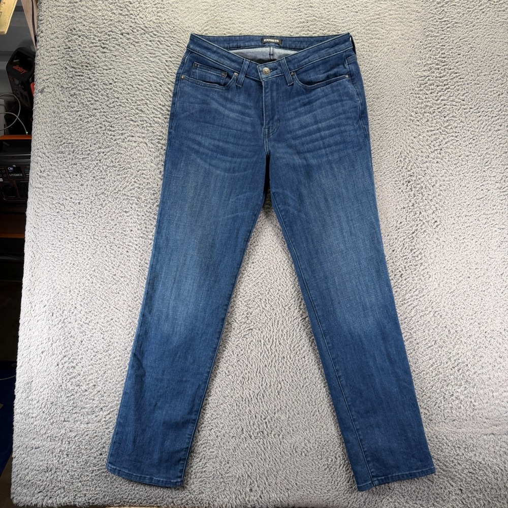 Express Jeans Mens 31x32 Blue Cotton Denim Straight Leg Faded Workwear Stretch